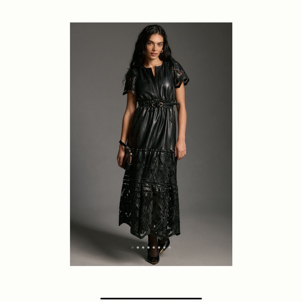 NWT Anthropologie Somerset Faux Leather Maxi Dress Medium
